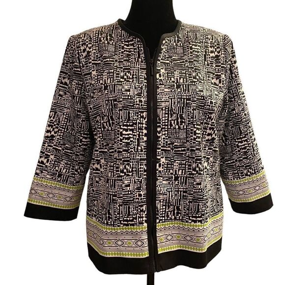 Alfred Dunner Black and White Full Zip Jacket Size 12p - Picture 1 of 13
